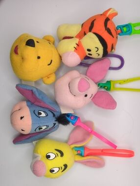 Winnie the Pooh Vintage 1999 Plush Head Bag Clips- Lot of 5 (McDonald's)